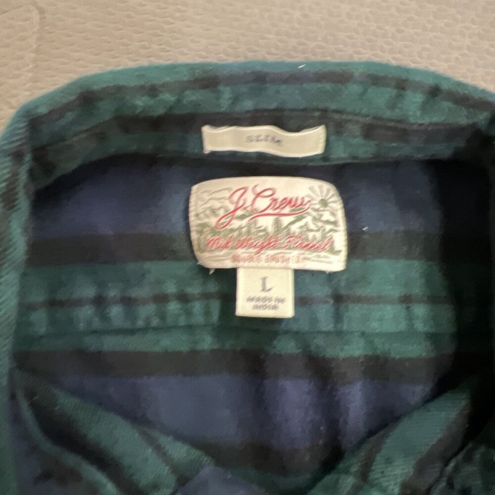 (3) J. Crew Mens Mid-Weight Flannel Shirt Plaid Button Down Slim Fit Large Chrty - Picture 11 of 16